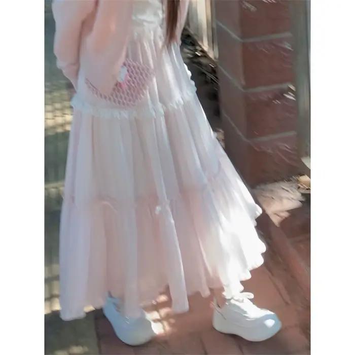 Jupes douces femmes nœud dentelle Patchwork élastique taille haute printemps été 2025 mode japonaise