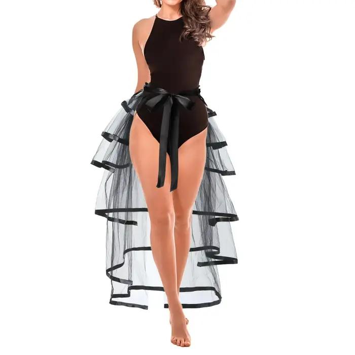 Jupe en tulle à volants pour femmes, demi-jupe, maille, gothique, steampunk, victorien, fête, rockab