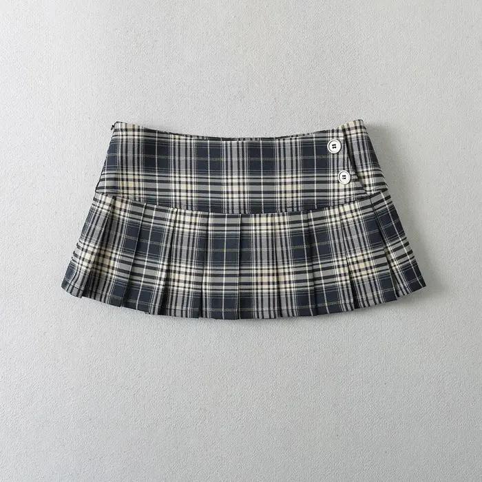 Mini jupes d'été pour femmes, vintage, mode coréenne, jupes à carreaux pour femmes y2k, jupes plissé