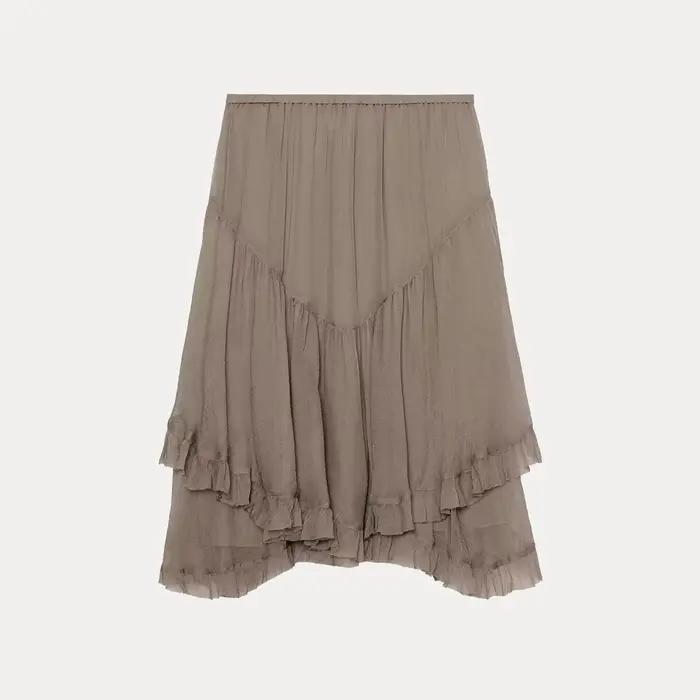 Jupe courte asymétrique tendance pour femme, taille mi-haute, superposition décorative, décontractée