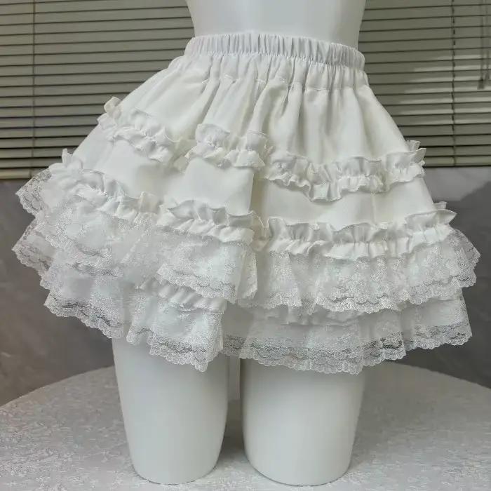 Mini jupe moelleuse de Style Ballet, blanc doux, taille haute, à la mode, en Fiber de Polyester, dem