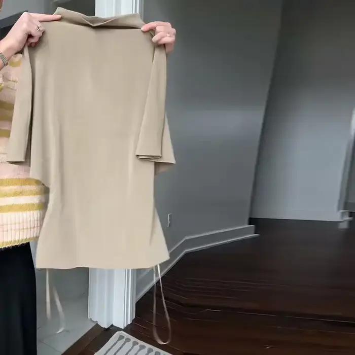 Ensemble élégant haut et jupe pour femme Printemps-Été 2026 – Haut à manches courtes et col montant,