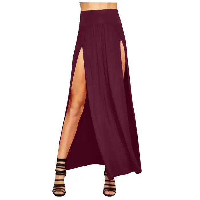 Jupes pour femmes femmes Double fente Maxi jupe longue dames plaine basique deux côtés fente 4 22 ju