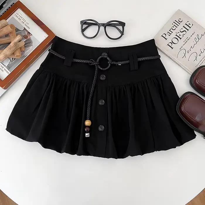 Jupe évasée kaki pour femme, style Y2K Gyaru vintage, mini-jupe décontractée taille haute style coré