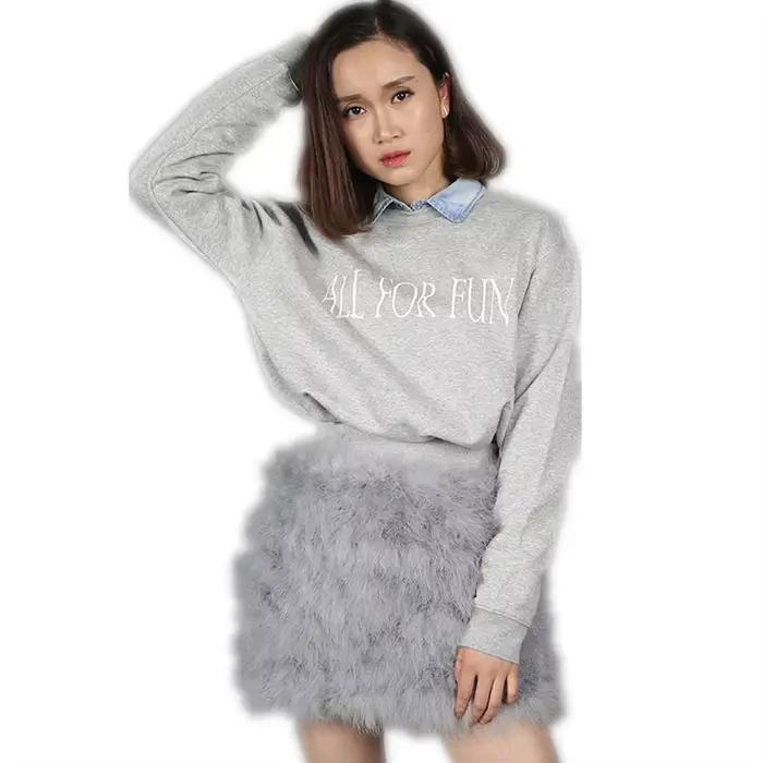 Mini jupe en plumes d'autruche véritable, taille élastique, vêtements Sexy, fête en Club, jupe court