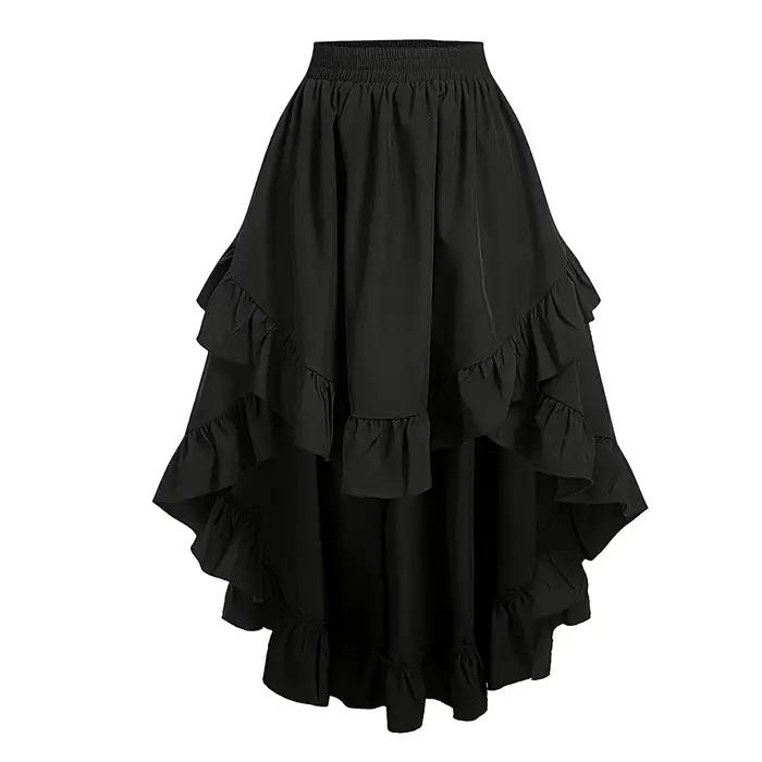 Jupe rétro taille haute avec un design devant court et dos long, jupe de soirée plissée gothique ste