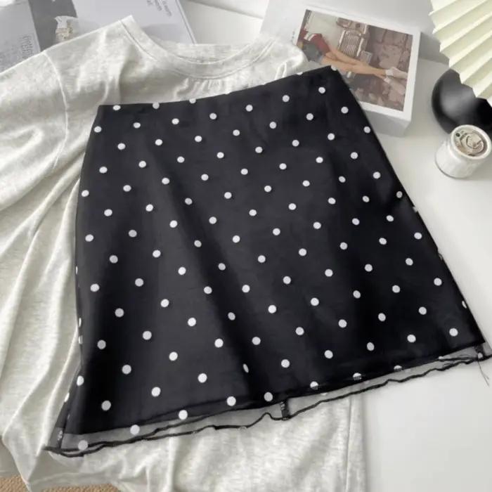 Jupe moulante vintage à pois Moda, fermeture éclair, coupe ajustée décontractée, style coréen, jupe 
