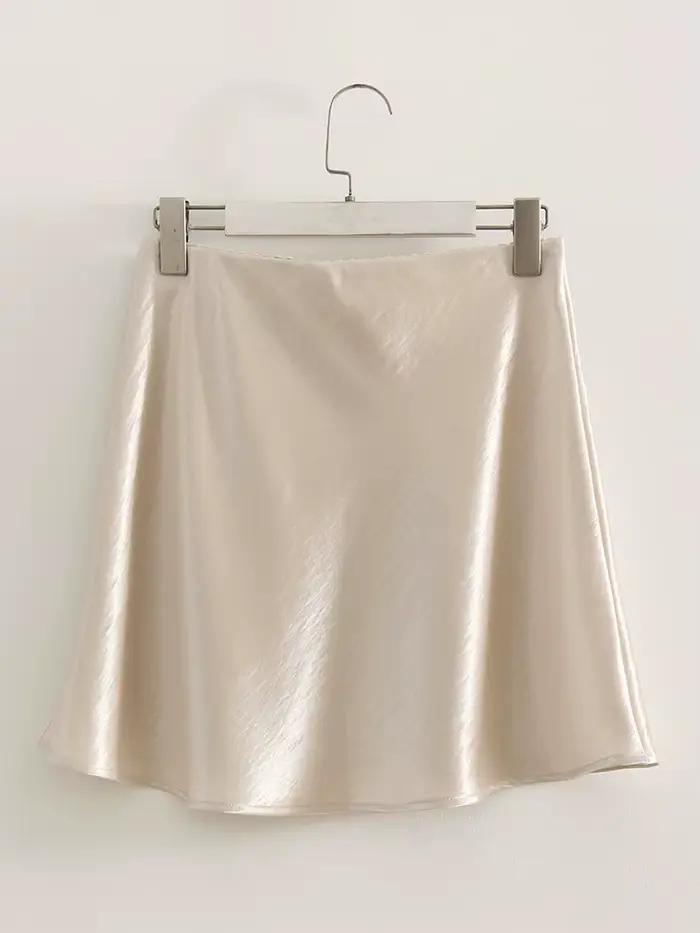 Mini-jupes en satin noir pour femmes, élégantes, coupe trapèze, taille élastique, pour le bureau, co