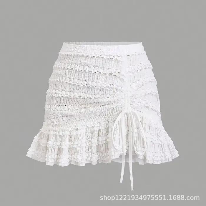 Jupe courte blanche en dentelle, jupe à volants, nouvelle collection printemps-été 2026 pour femmes