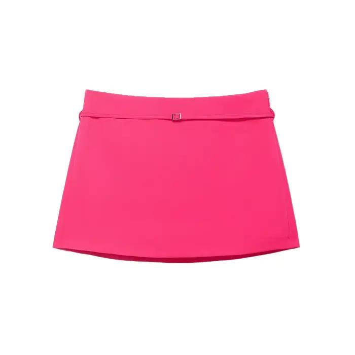 Jupe-short de couleur unie pour femmes, avec ceinture, fermeture éclair latérale, short décontracté,