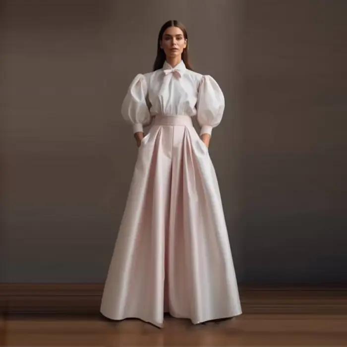 Jupe de Bal Maxi Rose Blush pour Femme, Jupe de Soirée Personnalisée, Poches de Mariage, Longue Long