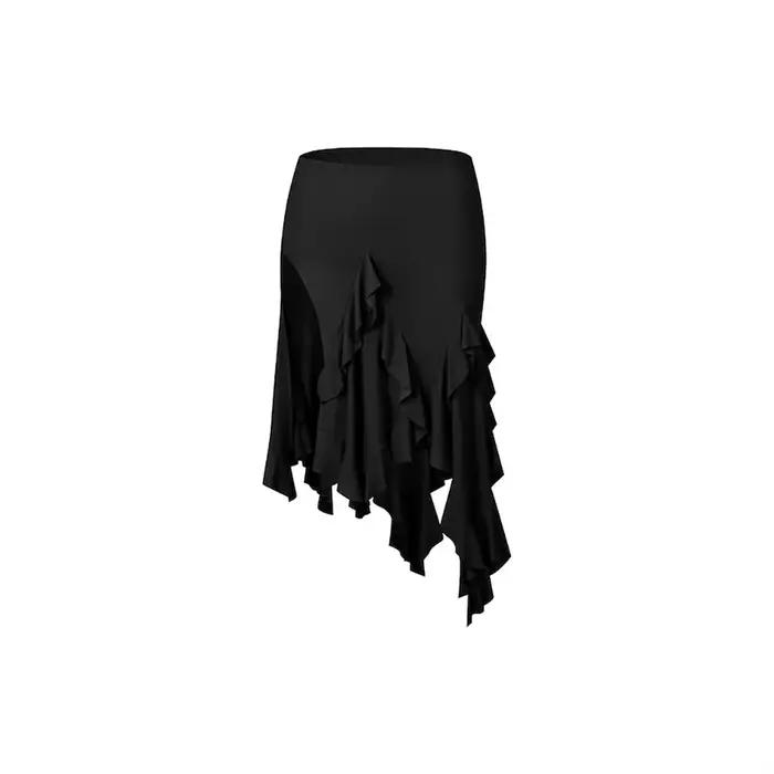 Jupe de danse latine Lotus Line à fente haute pour femme, vêtement de danse en ligne, tenue de danse
