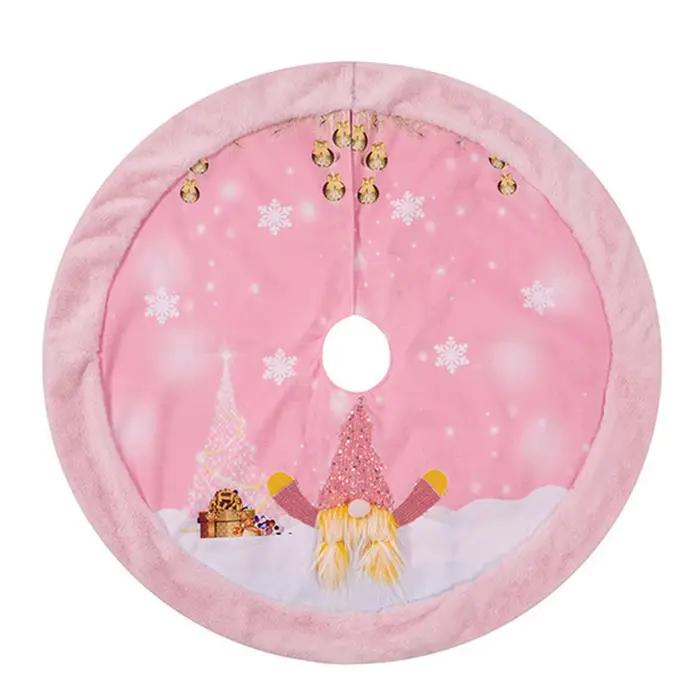 Jupe d'arbre de Noël en peluche Rudolph, Polymères, Rose clair, Décoration de fête de vacances