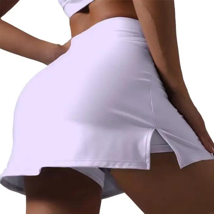 Jupe Tennis taille haute avec short intégré, jupe athlétique en tissu respirant qui évacue l'humidit