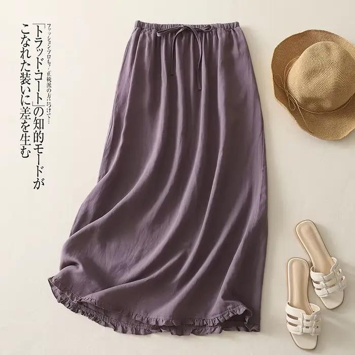 Jupe mi-longue en coton pour femme