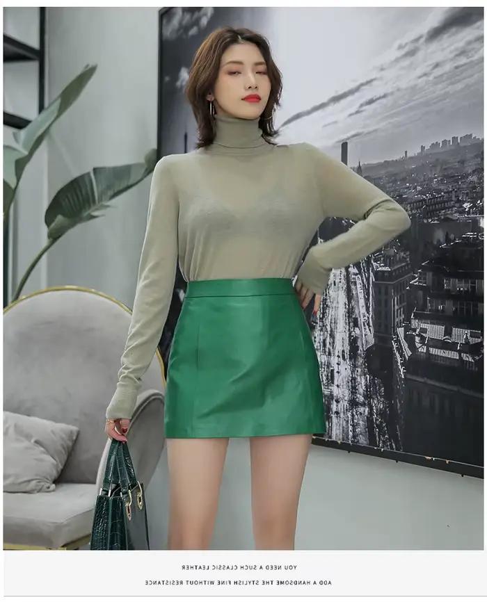 Jupe en cuir de mouton pour femme