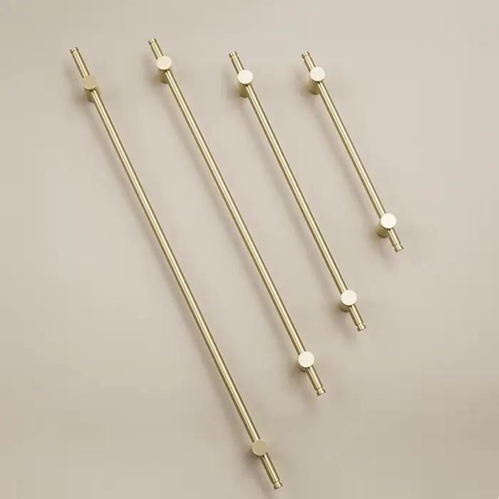 Poignée en laiton massif pur pour garde-robe, meubles longs Foy, moderne, simple, doré, léger, luxe, intégré, armoire, longue poignée