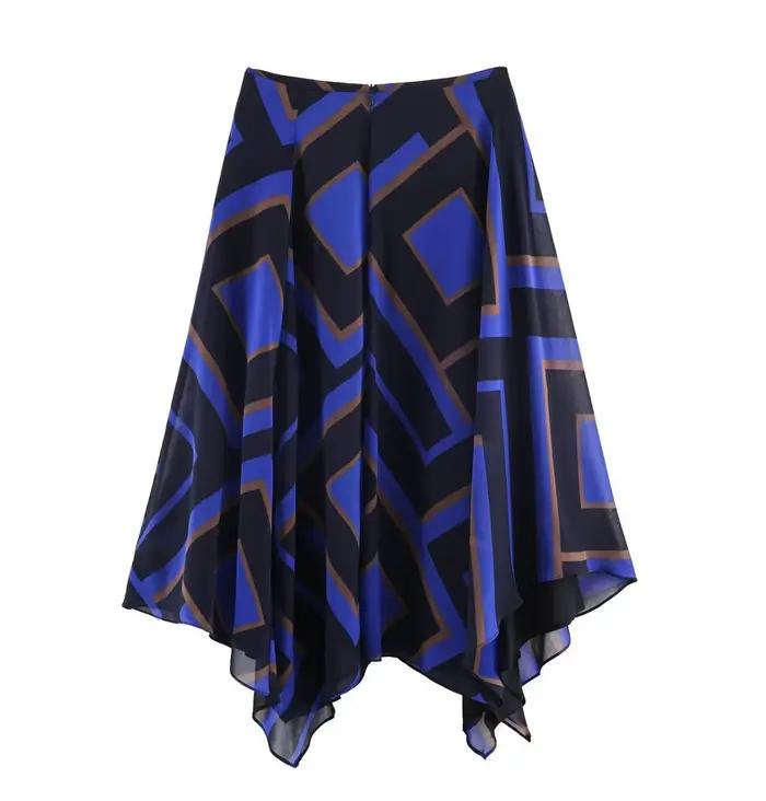 Jupe longue en mousseline de soie pour femme