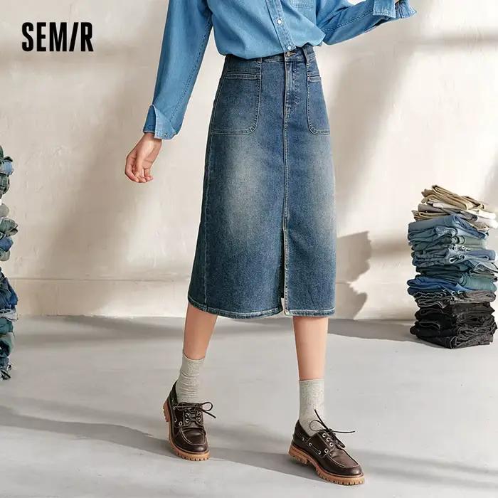 Jupe en jean fendue pour femme