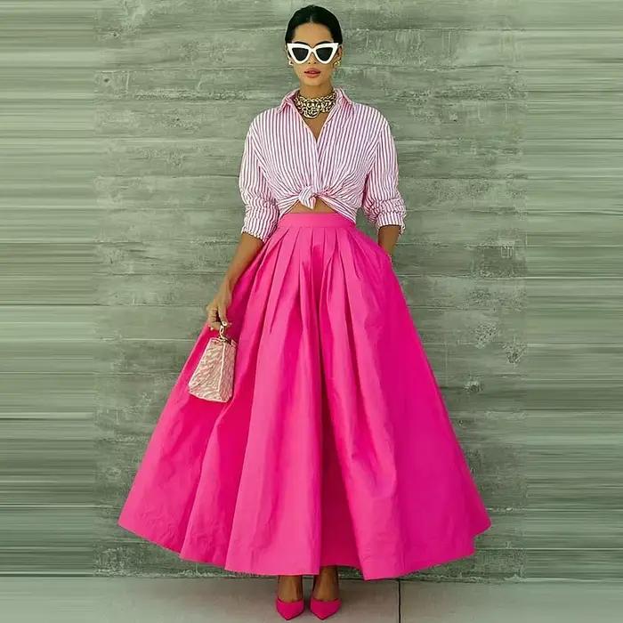 Jupe longue maxi fuchsia pour femme