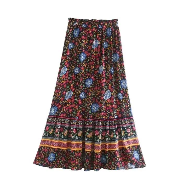 Jupe longue en coton rayonne pour femme