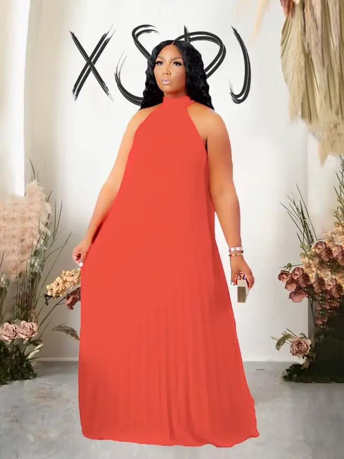 Robe longue plissée en mousseline de soie pour femme