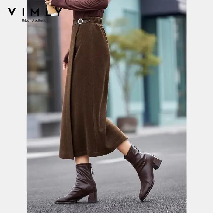 Jupe mi-longue marron portefeuille VIMLY pour femme