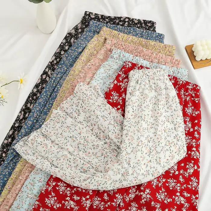 Longue jupe plissée en mousseline de soie pour femme