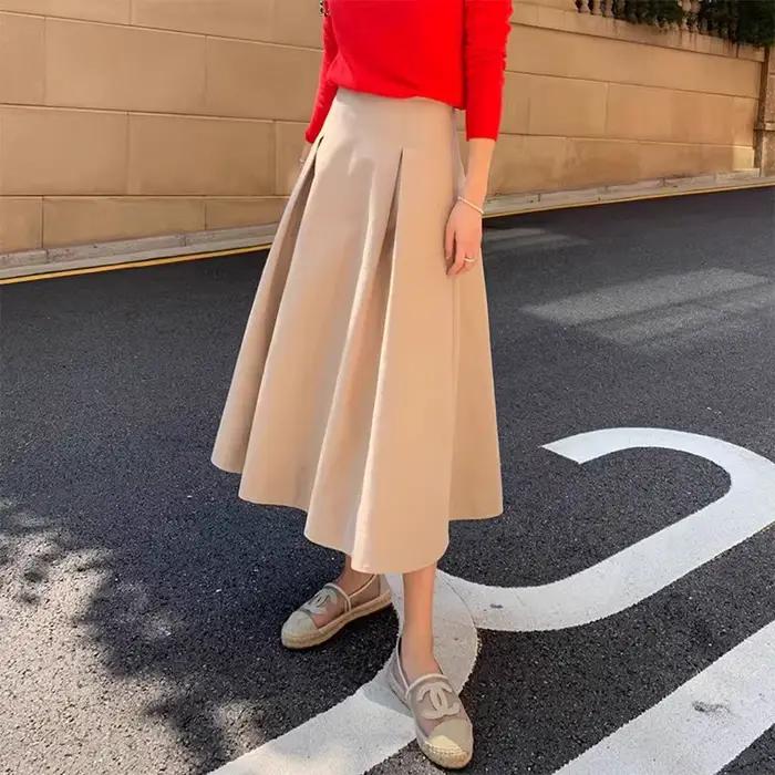 Hepburn-Jupe plissée taille haute pour femme