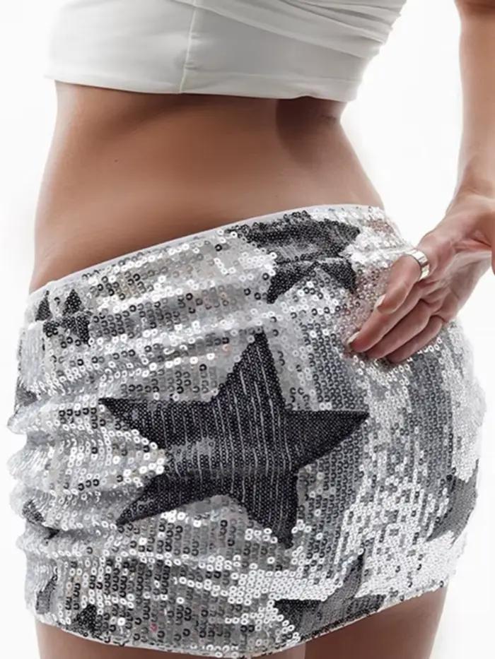 Mini jupes à paillettes étoiles pour femmes