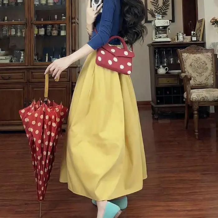 Jupe midi jaune pour femme
