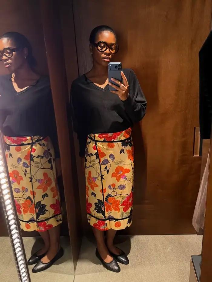 Jupe vintage à imprimé floral pour femme