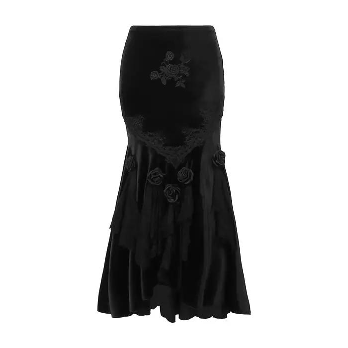 Mall Goth Velvet Fishtail Jupe pour femme