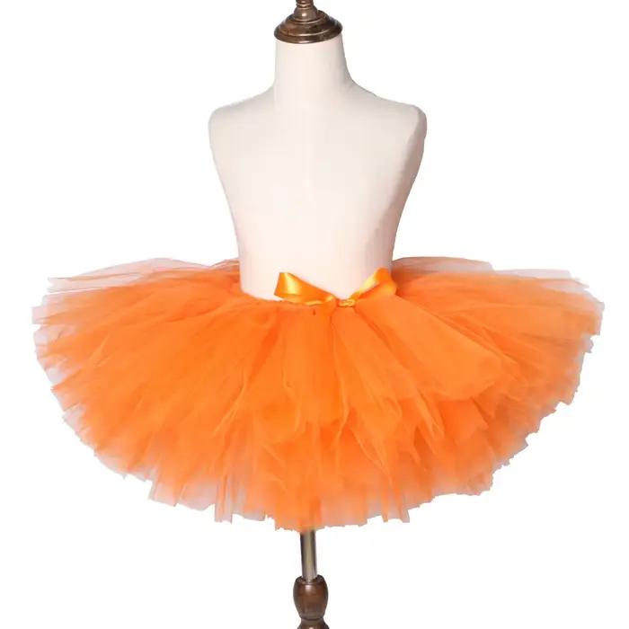 Jupe tutu en tulle orange pour filles