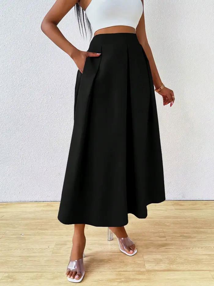 Jupe plissée élégante taille haute avec grande jupe évasée pour femme, tenue maxi d'été pour femme