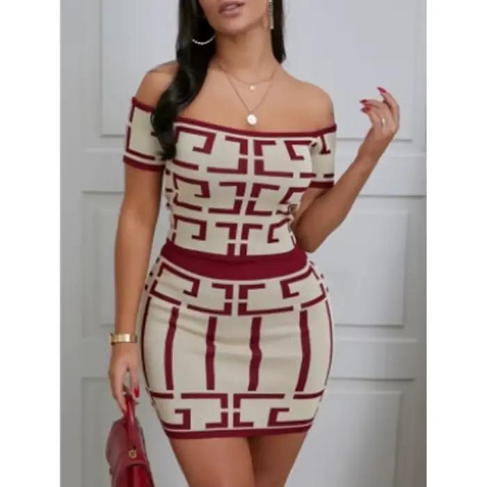 Ensemble haut court et jupe courte moulante pour femme