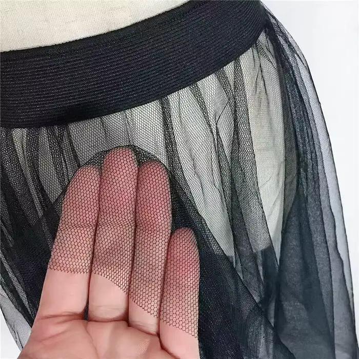 Noir blanc longue Tulle dentelle maille jupe femmes jupon sous-jupe été coréen irrégulière couvrir