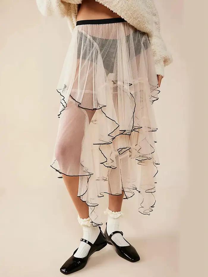 Jupe en tulle transparent pour femme