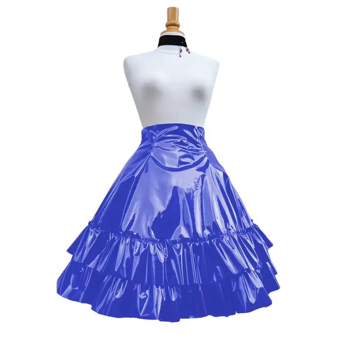 Jupe plissée en cuir PVC brillant vintage
