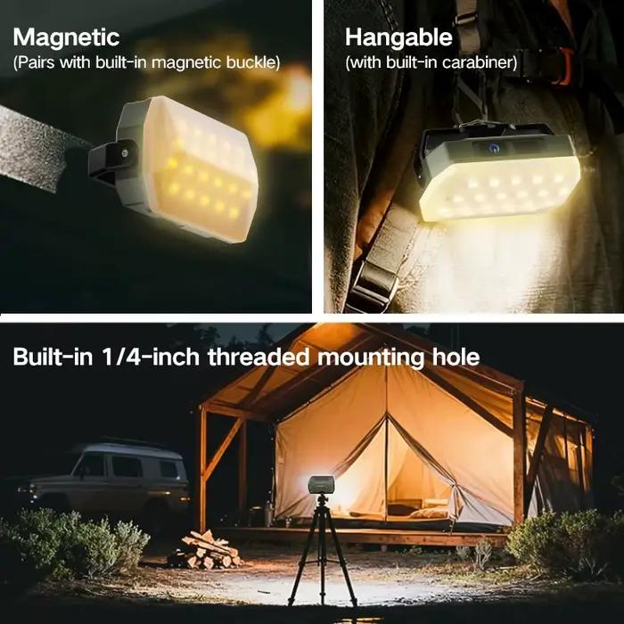 Lanterne de camping portable d'extérieur, batterie super longue durée 4000 mAh, lumière d'urgence rechargeable, lampe de travail à aimant puissant pour la réparation