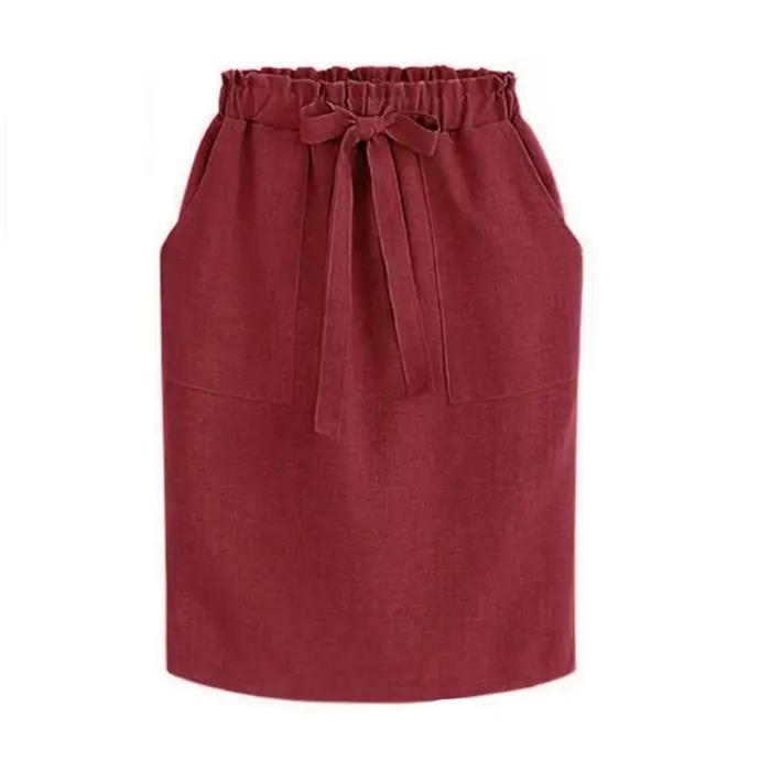 Jupe midi élégante en coton vert pour femme