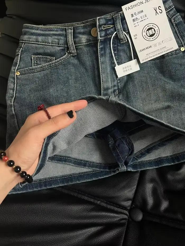Jupe en jean trapèze bleue pour femmes