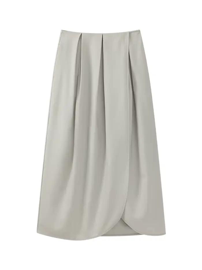 Jupe mi-longue taille haute pour femmes