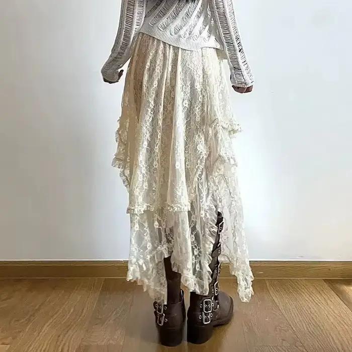 Jupe en dentelle taille haute pour femmes