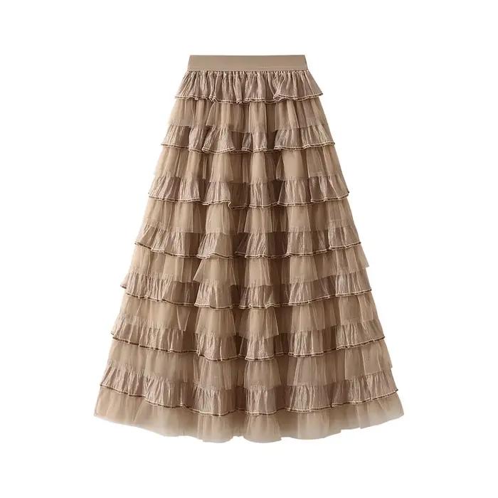 Jupe midi en tulle bouffant pour femme