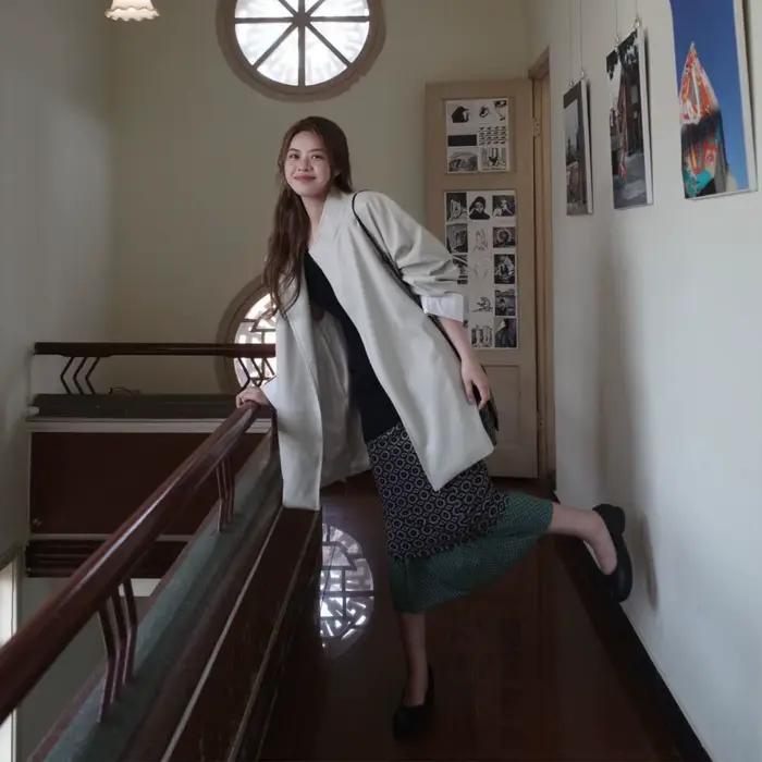 Jupe tendance rétro à motifs géométriques
