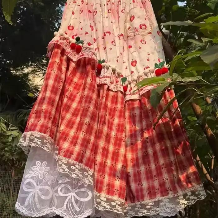 Jupe mi-longue à volants superposés pour femme