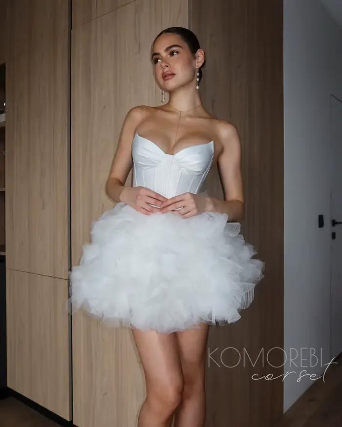 Mini-jupe superposée en tulle blanc – Jupe courte de fête d'été