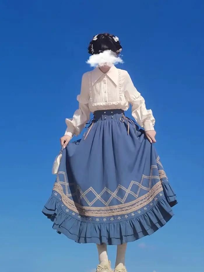 Ensemble jupe taille haute Lolita pour femmes