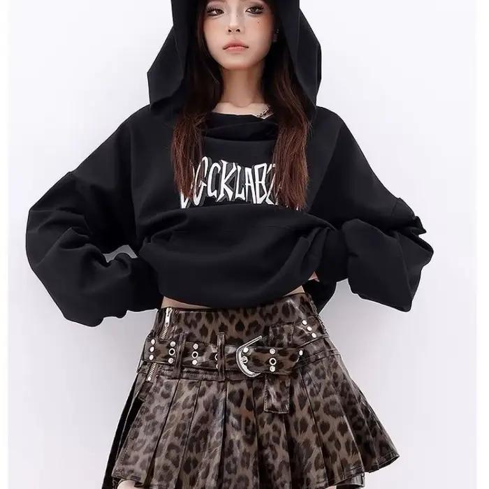 Jupe plissée en cuir Pu pour femmes